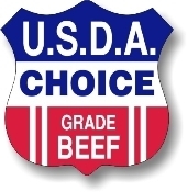 Meat Labels, USDA Choice Grade Beef Label, Red/Blue 1.3" x 1.3"