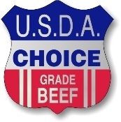 Meat Labels, USDA Choice Beef Label, Red/Blue 1.3" x 1.3"