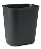 Rectangular Fire Resistant Wastebasket.  14 Quart.  Black Color.