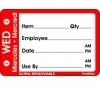 A Picture of product 967-918 Food Rotation Label.  For "Wednesday".  2" x 3", Trilingual.
