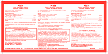 Secondary Label for Halt™ Clean on the Go One Step Cleaner.