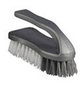 A Picture of product 970-591 Iron Style Handle Scrub Brush.  Polypropylene Bristles.  6.25" Long.  Gray Bristles, White Handle.