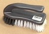 A Picture of product 970-591 Iron Style Handle Scrub Brush.  Polypropylene Bristles.  6.25" Long.  Gray Bristles, White Handle.