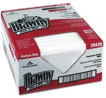 Brawny Dine-A-Wipe® Foodservice Busing Towel (HEF 1/4 Fold).  1 Box. 150 Wipers. 12" x 24" Sheet.