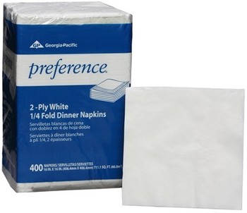 Preference® 2-Ply 1/4 Fold Paper Dinner Napkin.  8 Poly Bags/Case. 400 Napkins/Bag. 16" x 16" Napkin.