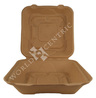 A Picture of product WCC-TOSCU9 Biodegradable, Compostable To-Go Container.  9" x 9" x 3".  Plant Fiber, 1-Compartment Clamshell.  50 Containers/Sleeve, 6 Sleeves/Case.
