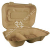 A Picture of product WCC-TOSCU34D Fiber Hinged Hoagie Box Containers, 2-Compartment, 9 x 6 x 3, Natural, 500/Case