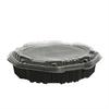 A Picture of product 241-425 Creative Carryouts® OctaView® Select Plastic Hinged Lid Food Containers. 9.1 X 9.1 X 2.3 in. Black and Clear. 100 count.