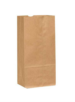Grocery Bag. Natural Kraft 10#. 6-5/16 X 4-3/16 X 13-3/8 35# Basis Weight, 100% Recycled.  500 Bags/Bale.