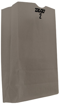Grocery Bag.  Kraft Paper. 2 # Size.  4-5/16" x 2-7/16" x 7-7/8".  30# Basis Weight.  100% Recycled.  500 Bags/Case.  2 lb.