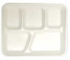 A Picture of product 241-143 School Lunch Tray.  5-Compartment.  Foam.  White Color.  125 Trays/Sleeve, 4 Sleeves/Case.