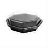 A Picture of product SCC-865612 Creative Carryouts® OctaView® Plastic Hinged Lid Cold Food Containers. 28 oz. 7.94 X 7.48 X 3.15 in. Black and Clear. 100 count.