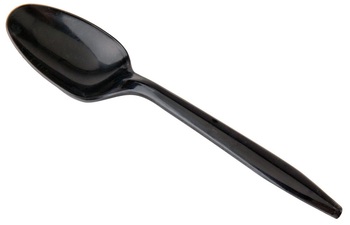 Teaspoon.  Heavy Weight.  Black Color.  Polystyrene..  Full Size.