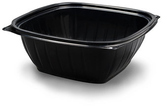 PresentaBowls® Pro Square Polypropylene Bowls. 32 oz. Black. 63 bowls/sleeve, 4 sleeves/case.